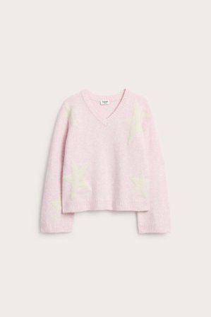 Kappahl | Strikkegenser med mønster og V-hals | Rosa
