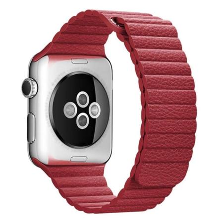 Apple Watch Series 4 40mm erstatnings urrem i unikt læder - Rød Red