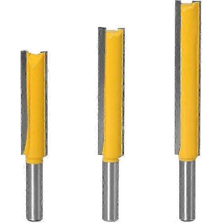 3st 8mm Skaft Rakt Fräs, Extra Lång Tvåskärig Rakt Trimningsfräs Träbearbetningsverktyg