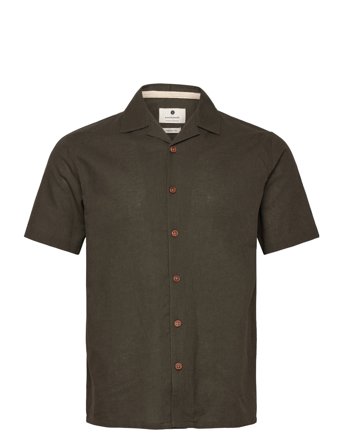 Akleo S/S Cot/Linen Shirt Khaki Anerkjendt