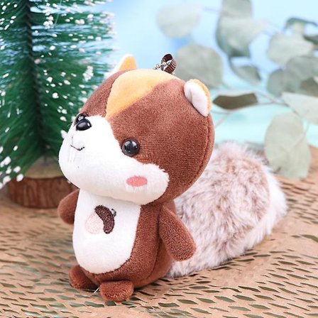 Mini orava pehmolelu koristeet Ylisuuri häntä orava koriste avaimenperä(Tummanruskea)