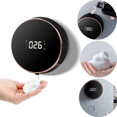 Diskmedelsdispenser, tvåldispenser, elektrisk tvåldispenser, väggmonterad, 300 ml, IPX5