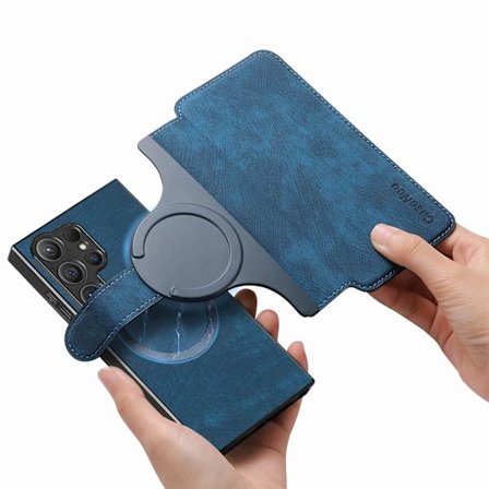 RFID-blokeringsetui – et innovativt magnetisk Magsafe-etui med todelt, adskillelig struktur, kompatibelt med Samsung Galaxy-serien (Blå)