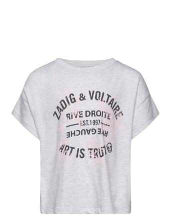 Short Sleeves Tee-Shirt Tops T-shirts Short-sleeved Grey Zadig & Voltaire Kids