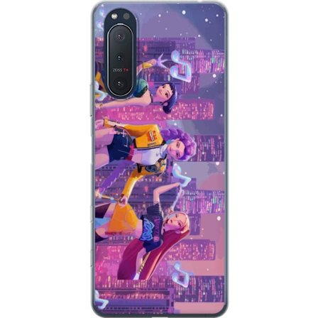 Yhteensopiva Puhelinkuori Sony Sony Xperia 5 II Tulevaisuutta ennakoiva K-Pop Demon Hunters tyttöryhmän kuvitus neonkaupungin popkulttuuriestetiikal