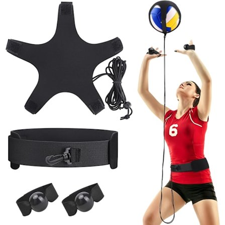 Volleyball Serve & Spike Trainer Kit, Solo Øvelse Volleyball Treningsutstyr Hjelpemiddel (Svart)