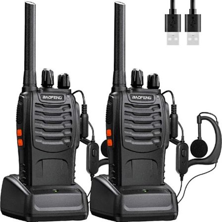 Baofeng Walkie Talkie Lång Räckvidd Uppladdningsbar Professionell 16 Kanaler PMR Walkie Talkies Radio, med Hörsnäcka, USB-laddare, Batteri (1 Par)