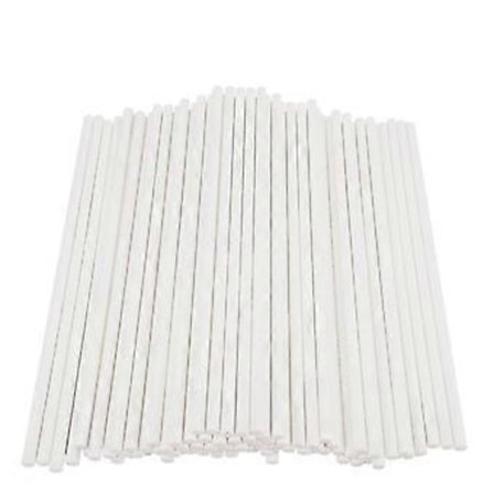 200 stk. Papir Lollipop-pinner Kakepinner for Bursdagsfest DIY Håndverksprosjekt - Hvit