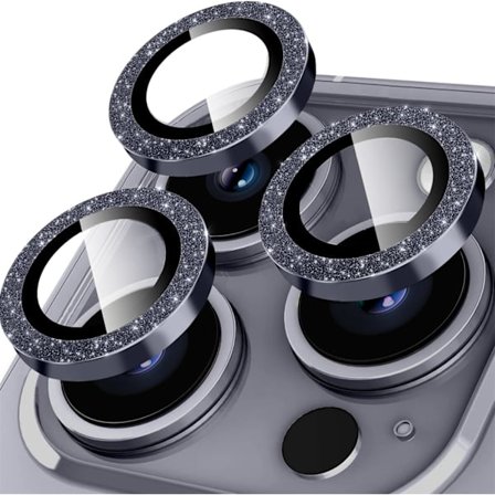 Kamerlinsskydd för iPhone 14 Pro/iPhone 14 Pro Max, Glitterdekoration Individuella Linsskydd, Ultratunn, Svart