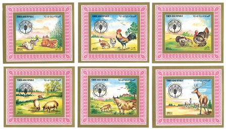 Yemen 1982 - MICHEL 1669-1674 - 6 utakkede miniark - Postfrisk