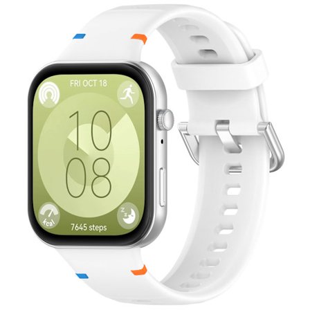 Rem til Huawei Watch Fit 4/fit 4 Pro/fit 3 Ensfarvet sølvspænde silikonerem (hvid)