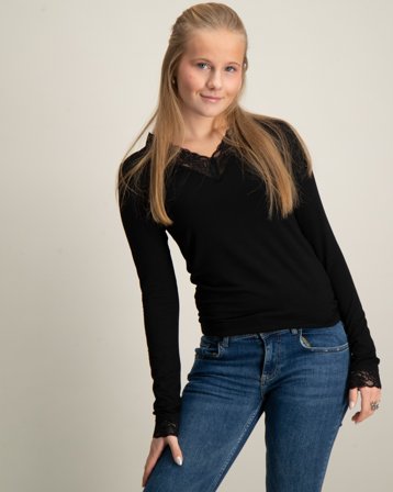 RYVLS Olivia Lace Top Sort Toppe/Bluser Pige - Kids Brand Store