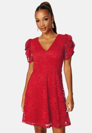 BUBBLEROOM Mirjam Lace Dress Red Klær