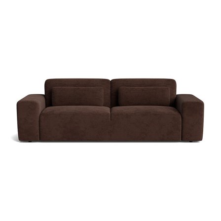 Messina 3 personers sofa - Ribcord Mørkebrun - 242x107x80cm - Komfortabel 3 personers sofa med Nozag fjedre, PU skum og ben i massiv eg