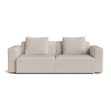 Como XL 2-Sitzer-Sofa in Lisboa Beige Samt, schlichtes Design, inklusive zwei Rückenkissen für bequeme Sitzposition, 83cm Höhe, modern.