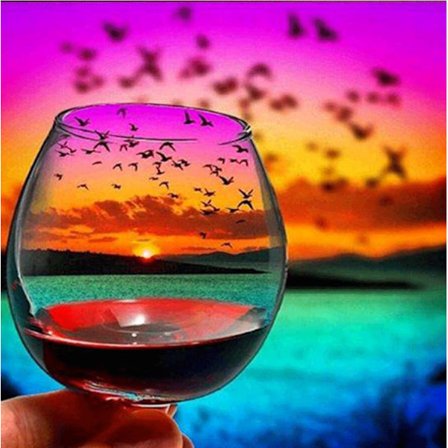 Diamantmaleri 30x30 cm Solnedgangsglas Diamantmaleri DIY