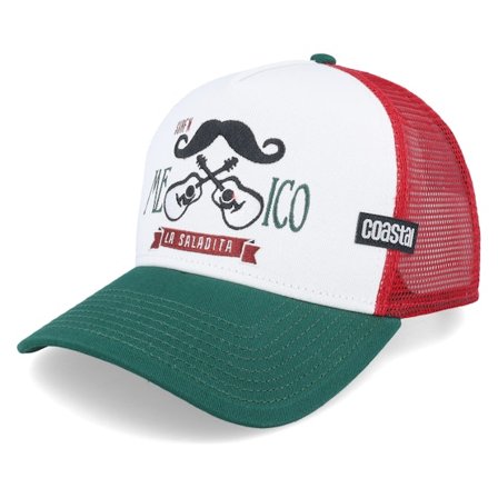 Coastal - White trucker Czapka Z Daszkiem - Mexican Mustache White/Green Trucker @ Hatstore