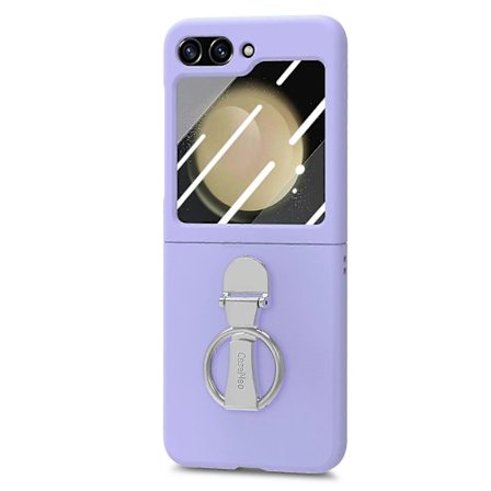 Slimmad Stötfångare Fullt Skydd Stötsäkra Skal för Samsung Galaxy Z Flip 6 med Metallstativ Ringhållare