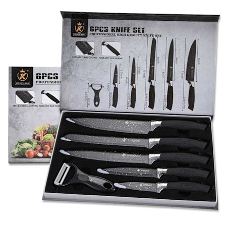Knivsett 6 deler Kjøkkenkniver svart