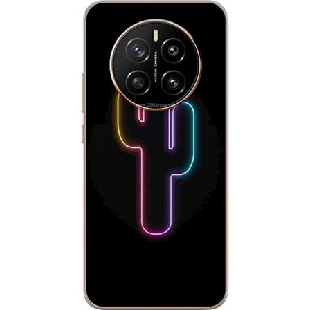 Yhteensopiva Puhelinkuori Honor Honor Magic7 Neonpiirros kaktuksista vaaleanpunaisessa ja sinisessä valossa tummaa taustaa vasten