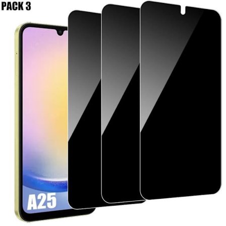 3 stykker anti-spion hærdet glas til Samsung Galaxy A25 5G, nem installation