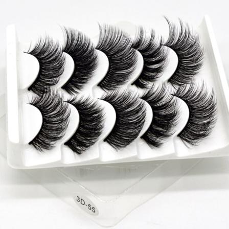 5-par Lösögonfransar - 3d Faux Mink G-55 Svart