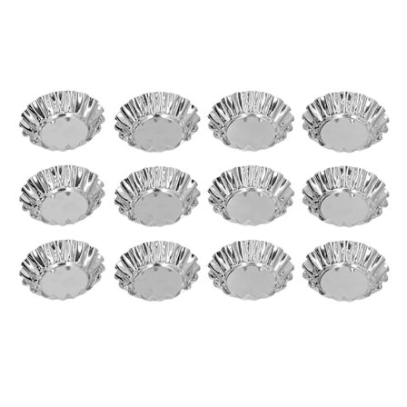 12 stk. Egg Tart Form Mini Rund Muffinsform Rustfritt Stål Verktøysett Kit for Baking