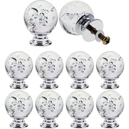 10 kpl Kristalli kupla pallo kaapin ovenkahva (valkoinen 40mm), valkoinen c