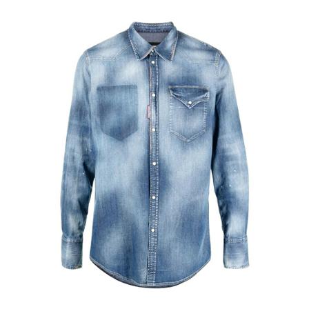 Dsquared2 - Skjortor - Blå - Herr - Storlek: M, Herr, Storlek: M