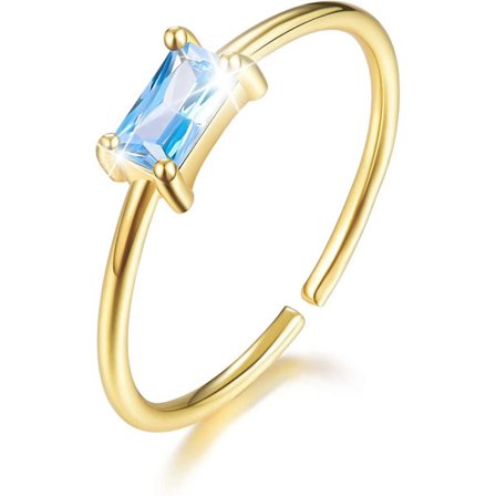 18k guldplätering 925 Sterling Silver Justerbara Ringar Smaragdformade Cubic Zirconia Ringar Brud Vigselringar för kvinnor