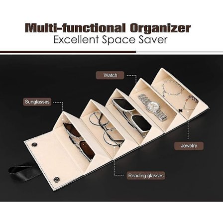 Sunglasses Organizer With 5 Slots, Travel Glasses Case Storage Portable Sunglasses Storage Case