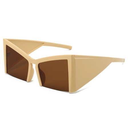Halvkantlösa Cat Eye-solglasögon Fyrkantiga solglasögon BEIGE