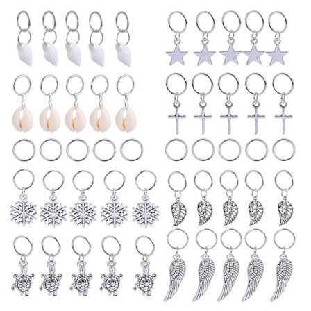 50 st Hårfläta Ringar Hårsmycken Löv Stjärna Hänge Ringar Håraccessoarer