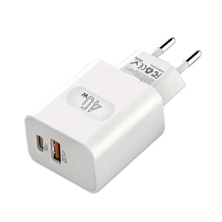 40W Dobbel Port USB-C Vegglader med PD 3.0 & QC 4.0, Rask Laddeadapter