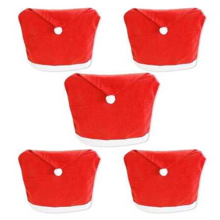5st Julstolsöverdrag - Röd Nonwoven Tomteluva Stol Cover