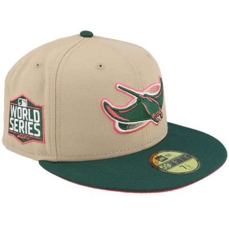 New Era - MLB Beige fitted Keps - Tampa Bay Rays Glamour 59FIFTY Camel/Green/Lava Fitted @ Hatstore