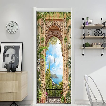 3D Landskab Tapet Selvklæbende Væg Dør Stickers Dekoration Soveværelse Murmaleri