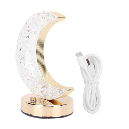 Krystal Måneform Trådløs Genopladelig Sengelampe med Lang Berøringsfri Dæmpning og 3 Farvetilstande til Natlampe til Børneværelset