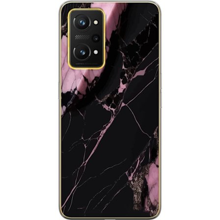 Kompatibelt Mobilskal till Realme GT Neo 3T Svart rosa marmor