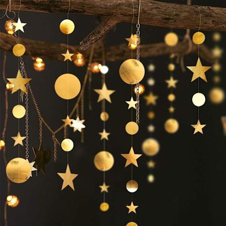 52 Jalkaa Kultaa Twinkle Little Star Juhla Garland Kit Metallinen Matt Gross Iso Paperi Ympyrä Garland Bunting Banner Koriste Jouluun Syntymäpäiville
