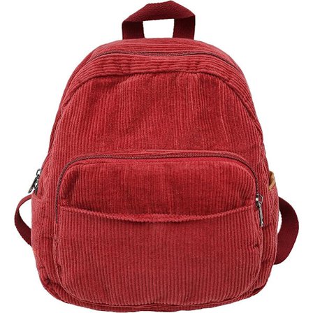 Ryggsekk, liten kordfløyel ryggsekk, for kvinner Unisex lett dagssekk ryggsekker avslappet reiseveske, rød