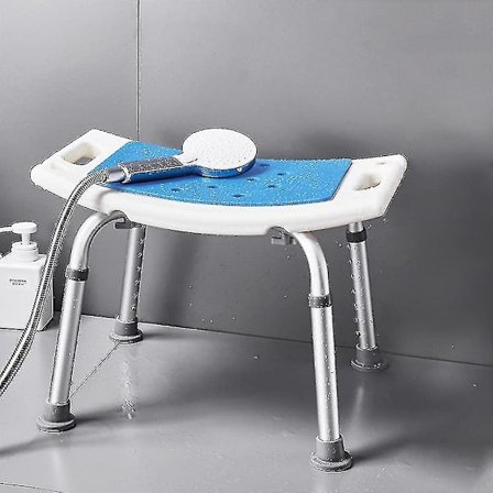 1 stk. Eva Blå Skridsikker Badeværelsesbruserstol Ældre Sammenklappelig Badestol Møbel Skammel Sikkert Badeværelsesprodukt Kun Pude