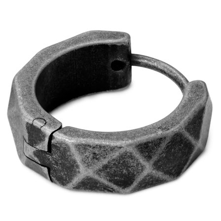 Szary stalowy kolczyk kółko Jax dla mężczyzn