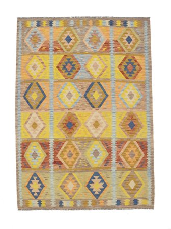 Hand Woven Kilim Afghan Old Style Rug 165X233 Wool Brown/Orange