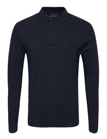 Slhparis Ls Polo B Polos Long-sleeved Blå Selected Homme