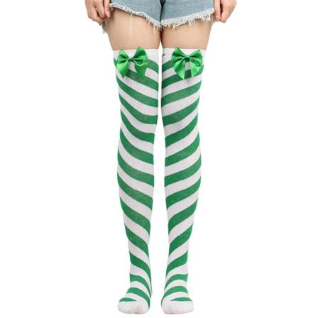 Bow Christmas Girls Over Knee Långrandiga Strumpor Damrand