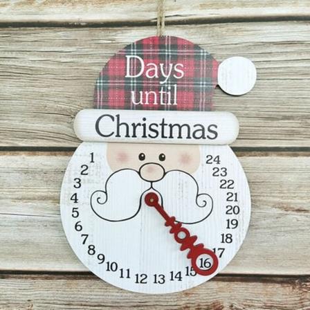 Adventskalender för Jul, Trä Kreativ Nedräkningskalender Små Julpynt Tomte Julvägg C