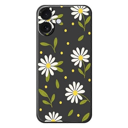 Skal till iPhone 17 Vit Blommor Gröna Blad Mönster Tryck Rak Kant TPU Telefon Baksida -