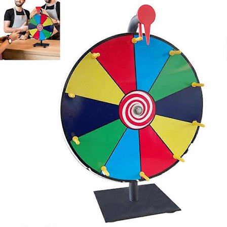 Snurrende lykkehjul 30CM 15 Fargespor Bordplate Ruletthjul med stativ
