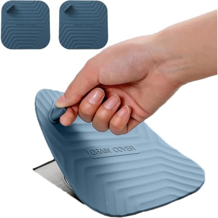 Slukstopper for dusj - Silikon Firkantet Slukdeksel kompatibel med Bad og Kjøkken, Universal Vaskestopper, Anti-Lukt Blå 2 Stykker